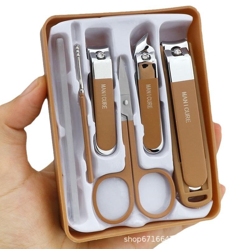 Coffee Color Stainless Steel Anti-Splash Nail Clipper Set for Home Manicures
