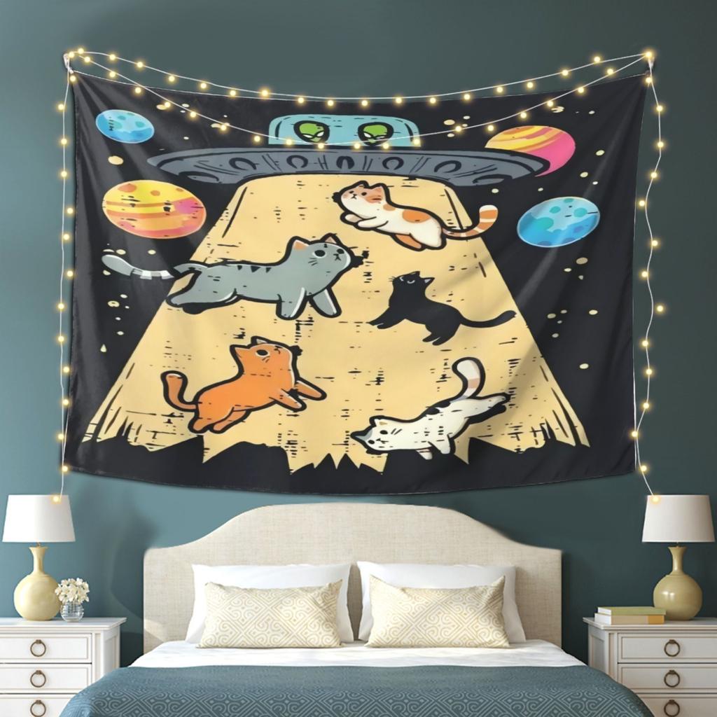 Charming Cats Themed Tapestry, High Quality Print Wall Hanging For Living Room Bedroom Office Party Holiday Gift Decor