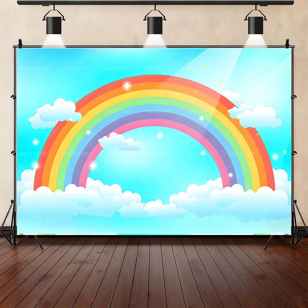 

BEPAN Rainbow smiley watercolor style background customizable birthday party children s day decoration background kindergarten layout Vinyl--W120xH80cm