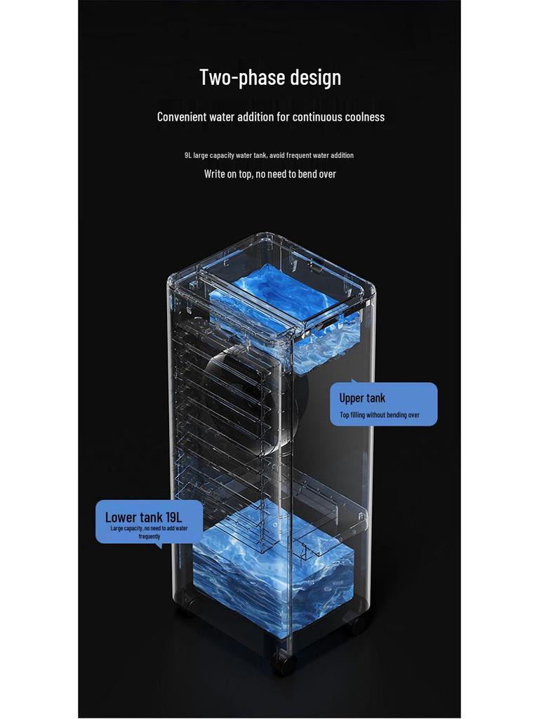 Mobile Air Cooler with Strong Fan, Add Water/Ice for Extra Cooling - Ideal for Small Bedrooms