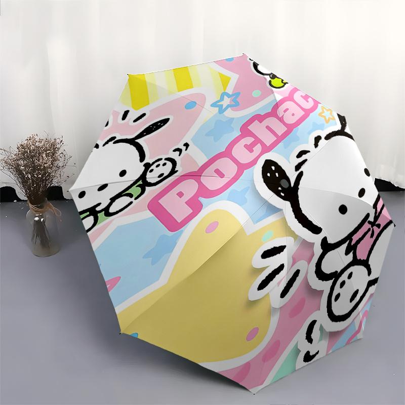 Pochacco,Hello Kitty Automatic Folding Umbrella-Simple 8-Rib Design, Bright Cartoon Pattern, Durable Iron Frame, Suitable For Travel, Outdoo