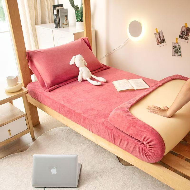 Winter Plüsch Warmer Matratzenbezug Bett Spannbettlaken Gepolsterter Matratzenbezug Samtweich Bettlaken Pad Schutz Mehrere Größen