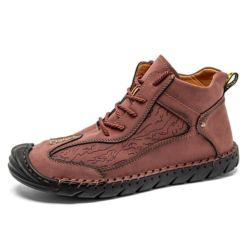 Newest Design Handmade Leather Boots Men Casual Shoes Spring Work Shoe Retro Soft Leather Ankle Sneakers