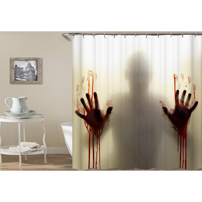 

Занавеска для душа Хэллоуин Ужас Кровавые руки Для украшения на Хэллоуин С крючками Male