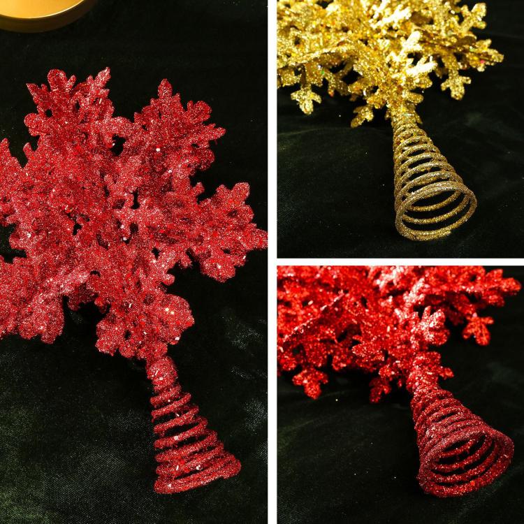 Glitter Snowflake Wrought Iron Tree Top Star Christmas Tree Ornament Christmas Decoration