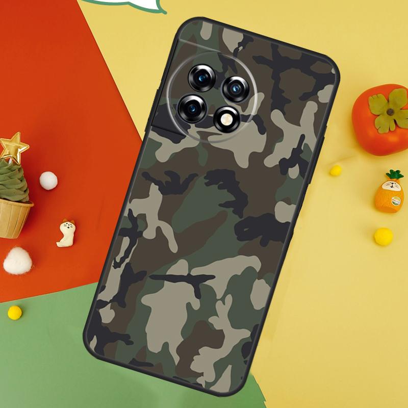 Green Camouflage Back Case For OnePlus 15 13R 13 13T 12 12R 11 10 10T 8T Nord CE 5 2 3 4 Lite N20 N30 Cover
