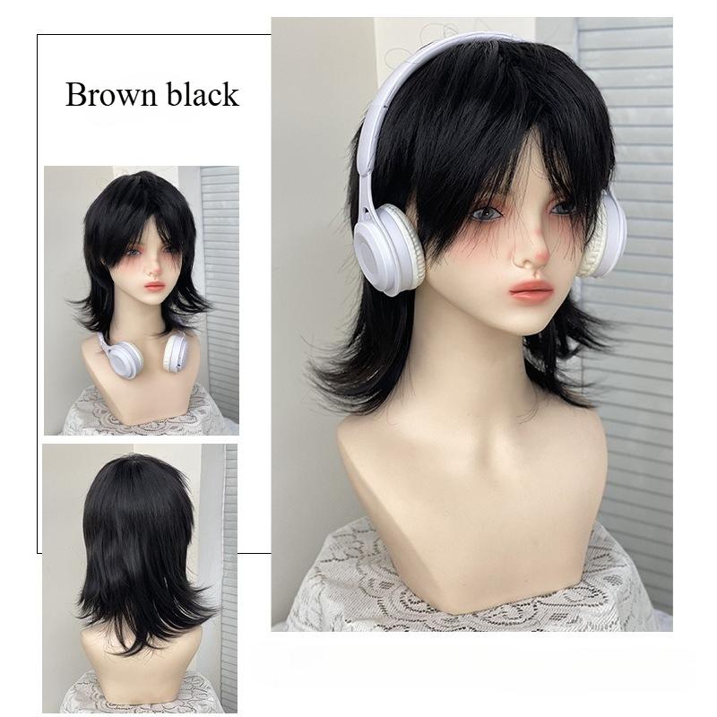 Ashely Short Wig for Men Fluffy Natural Black Hair High Temperature Fiber Synthetic Wigs Suitable for Daily Use Cosplay Sissy