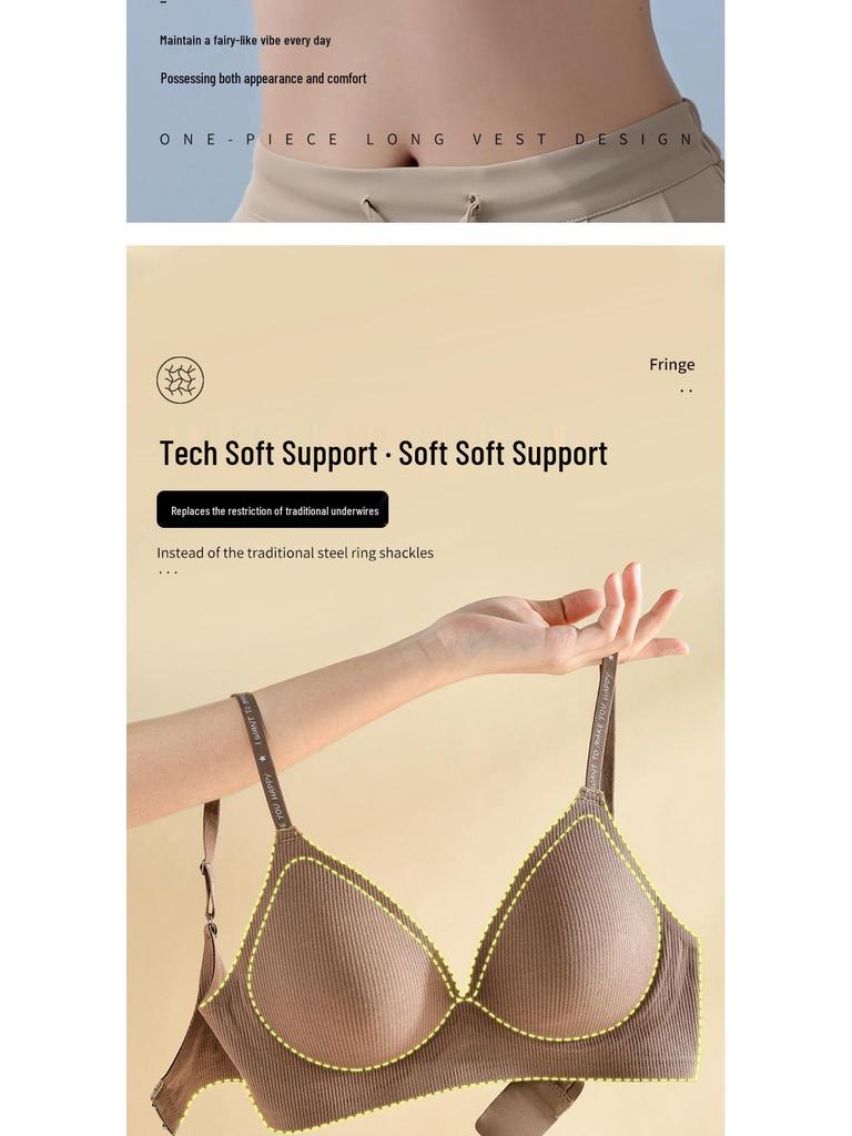 Korean Seamless Threaded Women's Bra - Small Bust Enhancement, Slimming, Quick-Dry, and Thin Style.