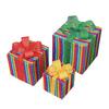 3 Pcs/Set Christmas Lighted Gift Boxes LED Light Up Stackable Nesting Box with Bow for Christmas Indoor Outdoor Home Yard Lawn Decor