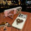 Luxury Rhinestone Heart Mirror Stand for iPhone 17 Pro Max/16 Pro/13 Case
