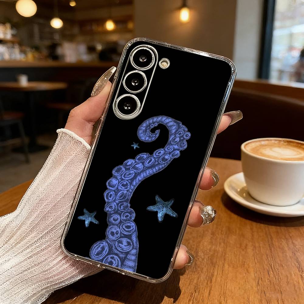 O-Octopus S-Sea Animals O-Ocean Phone Case For Samsung S25,S24,S21,S22,S23,S30,Ultra,S20,Plus,Fe,Lite Transparent Cover