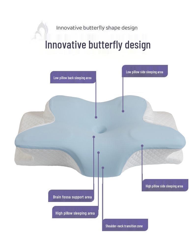 Butterfly Memory Foam Pillow - Ergonomic Horn-Shaped Traction Design for Adults