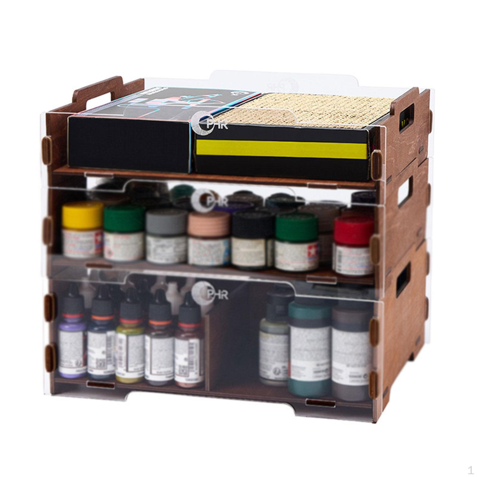 

Wooden Paint Organizer Durability 3 Tier Premium Practical Easily Install, Multipurpose,