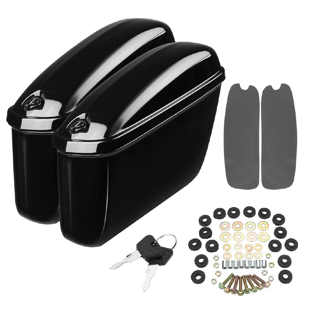 1Pair Motorcycle Saddlebags Trunk Side Luggage Pouch for Harley Softail Sportster Storage Hard Box Tool