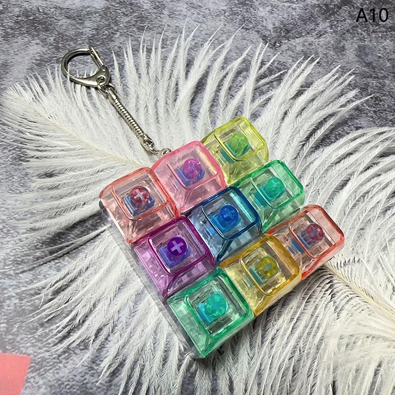 9 Keys Keyboard Keycaps Keychain Fidget Toy Anti-Anxiety Point Keycaps Party Stress Relief Diy Keycaps Toy Keyboard Caps
