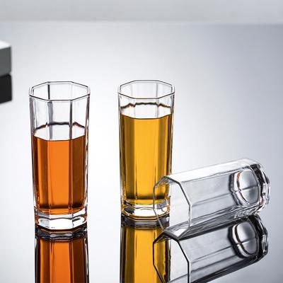 220ml 2pcs Set Transparent Juice Milk Tea Mugs Thick Bottomed Octagonal Cup Simple Style Household Beer Cocktail Brandy Glasses
