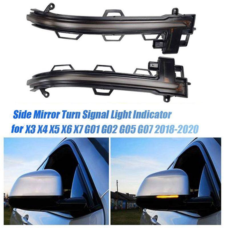 1Pair Car Rearview Side Mirror LED Dynamic Turn Signal Light For BMW X3 X4 X5 X6 X7 G01 G02 G05 G07 2018- Indicator Parts