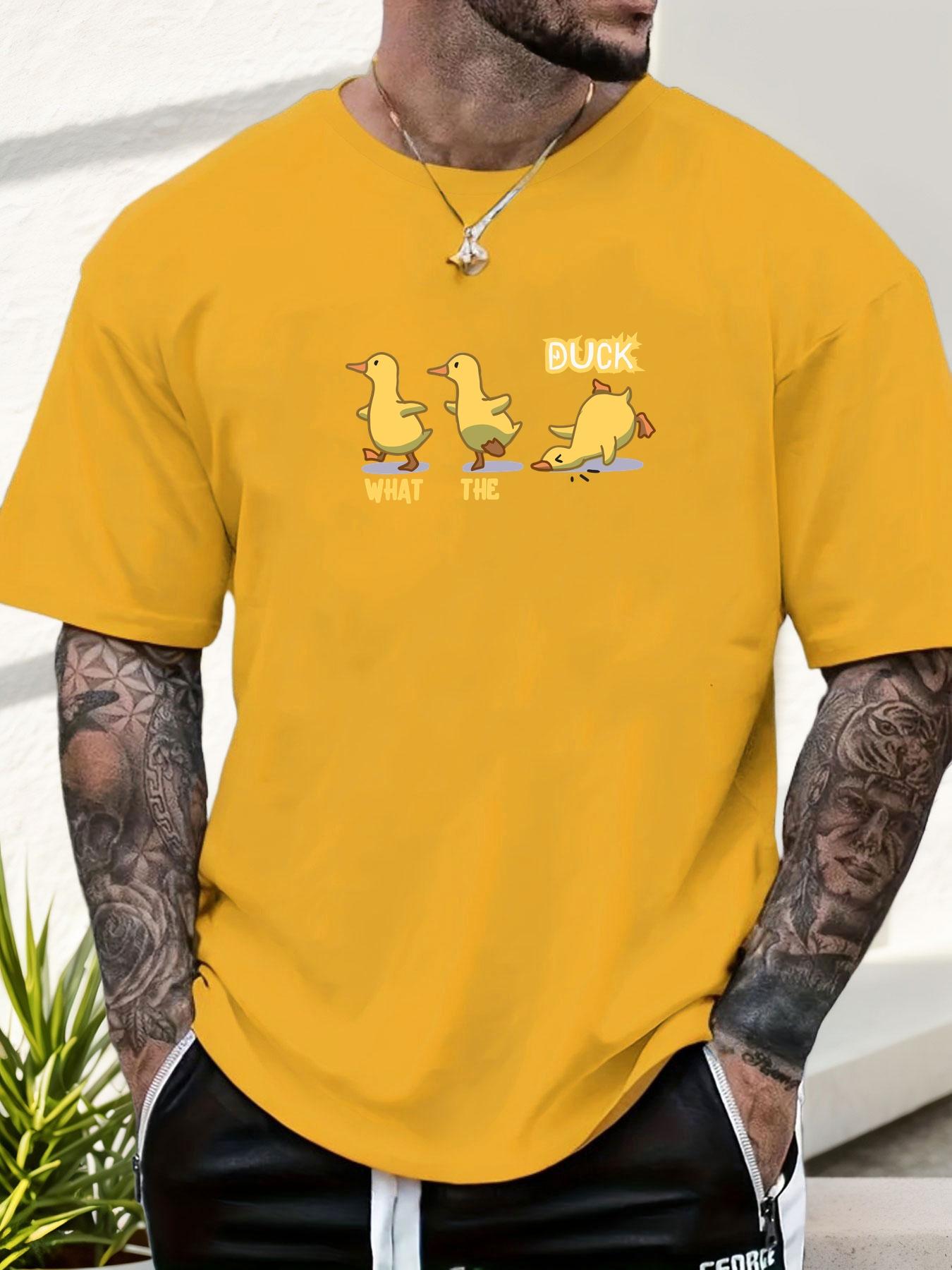 

Mens WHAT THE DUCK Cartoon Duck Graphic Cotton TShirt Short Sleeve Breathable Comfort Fit Soft Lightweight Casual Daily Top M