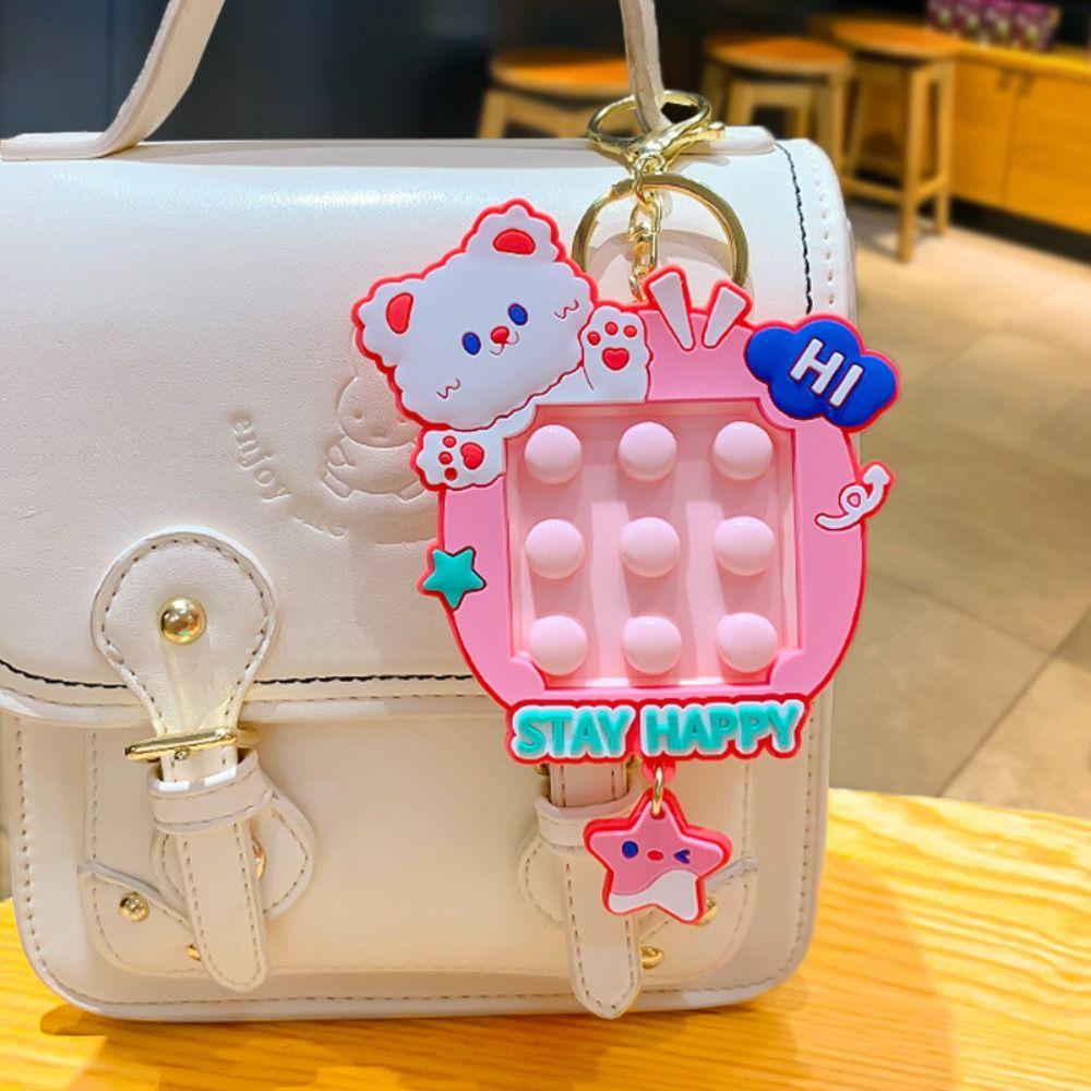 

Anti-stress Board Dimple Toy Keychain Key Rings Pinch Bubble Toys Keychain Children коричневый