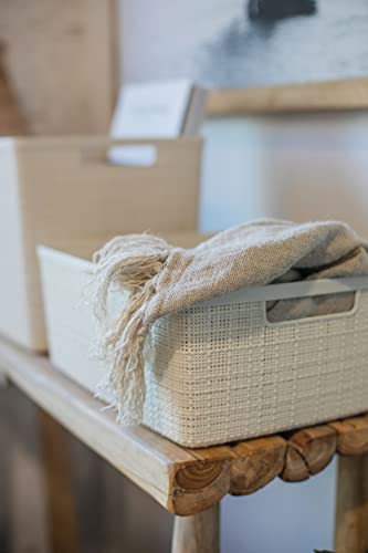 CURVER Großer Korb, Weiß, 20L, Jute, Wäschekorb, Stilvoll und Langlebig, Skandinavisches Design mit Leinenähnlicher Textur