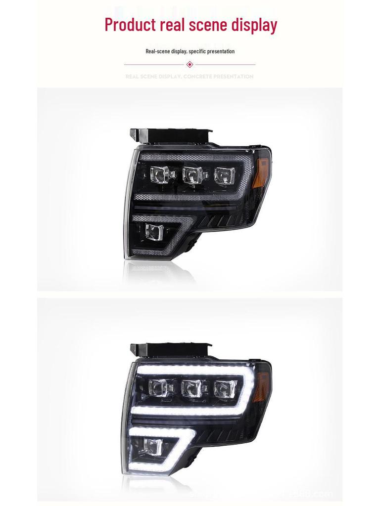 Ford Raptor F150 Headlight Assembly (08-14): LED DRL & Sequential Turn Signal Lens