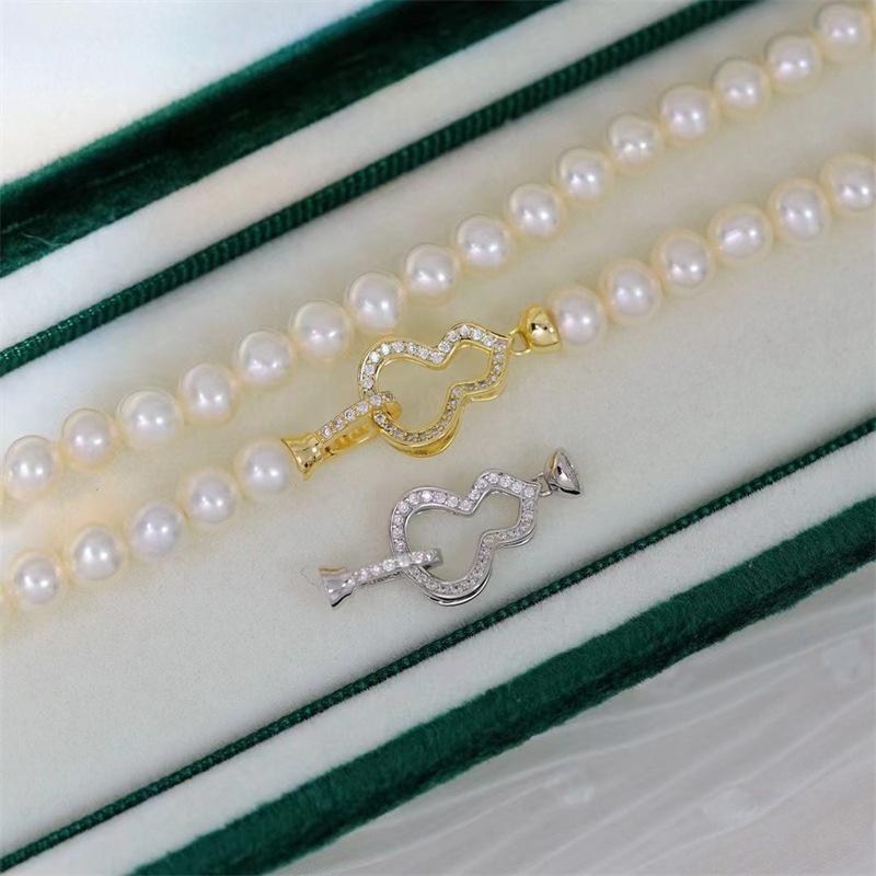 925 Silver-Plated Pearl Necklace Clasp - DIY Jewelry Sweater Chain Lock Gourd Clasp