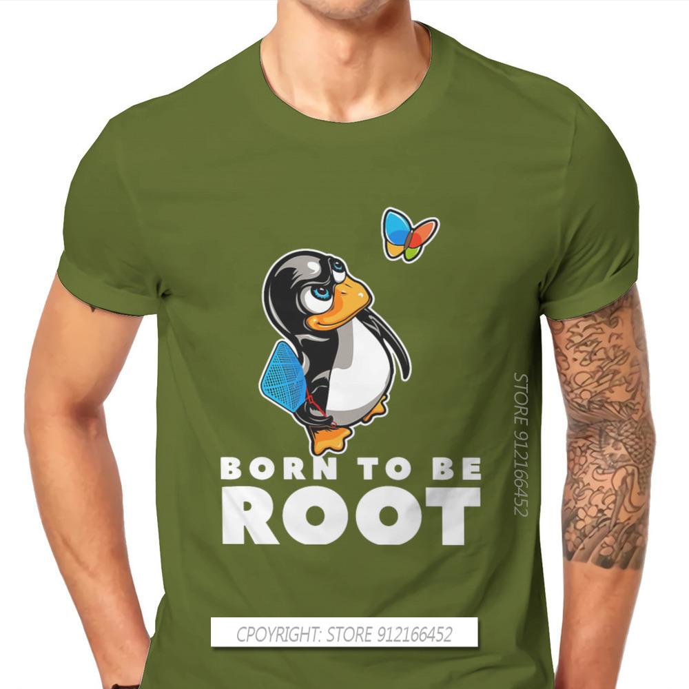 Linux Operating System Tux Penguin Man TShirt Butterfly Killer Illustration Fashion Basic T-Shirt Harajuku Streetwear Hipster