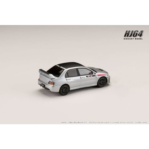 HJ64 1/64 Mitsubishi Lancer Evolution 9 MR GSR JDM Custom with Engine Display Model, Cool Silver Metallic, Finished