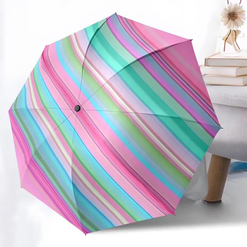 

1pc Pastel Stripes Automatic Folding Umbrella Durable Iron Frame,All Seasons Home Travel Outdoor Multifunctional Umbrella yy251115086