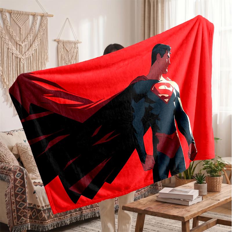 Superman Printed Flannel Blanket, Skin Friendly Warm Throw for Indoor Couch Bed Daily Use