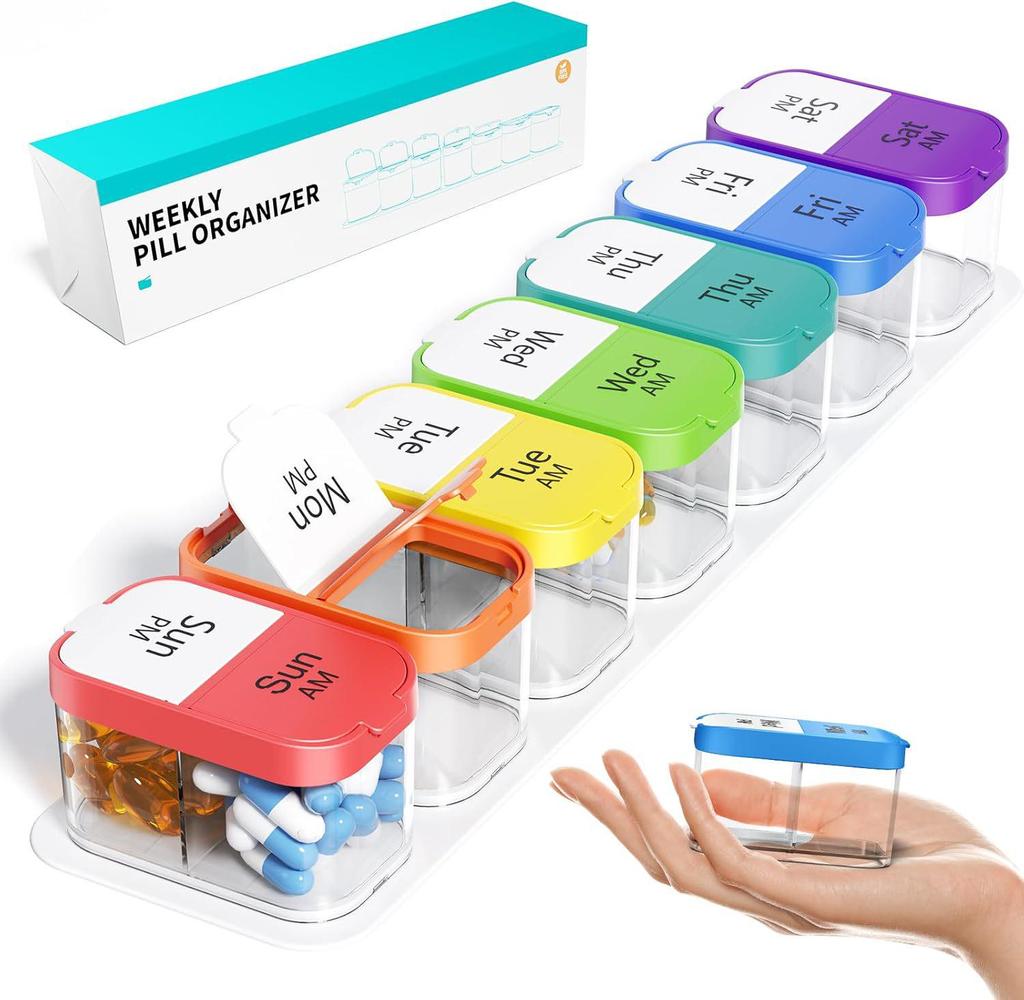 Portable Weekly Pill Organizer - Seven Day Medicine Dispenser Box