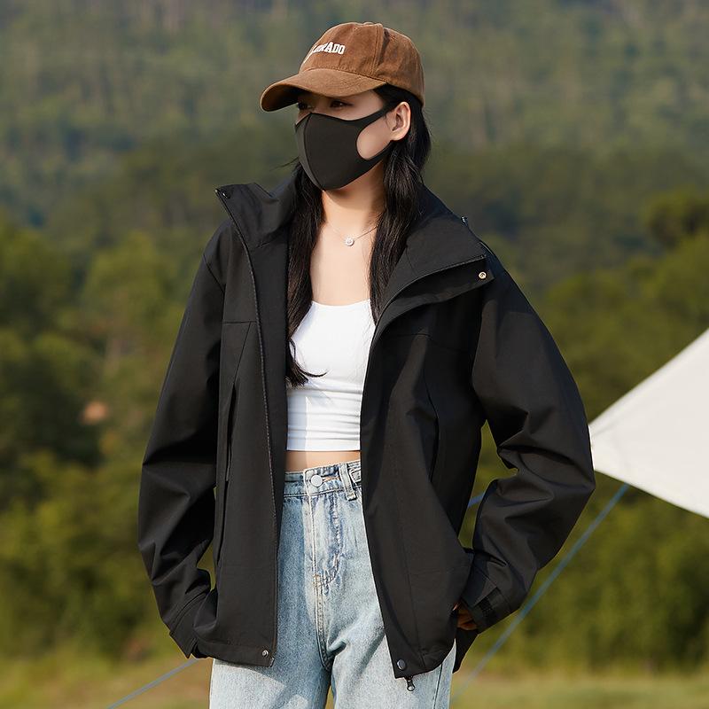 Giacca da uomo e da donna a blocchi di colore contrastanti, antivento, impermeabile, leggera, vestibilità comoda, per coppia, per primavera e autunno, da esterno