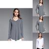 Simple Solid Color Off Shoulder Design Women Long Sleeved Top For Fall Comfort