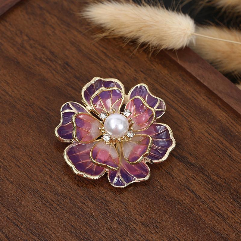 Pin de rever dulce în formă de floare, incrustat cu broșe strălucitoare pentru femei, fete, corsaj versatil, accesorii vestimentare, cadouri