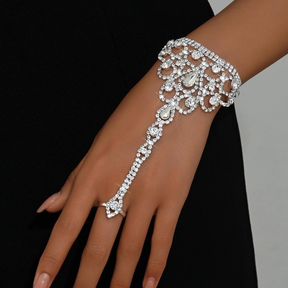 Temperament Trendy Rhinestone Hand Chain Elegant Back of Hand Jewelry Daily Versatile Hand Chain Exquisite Fashion
