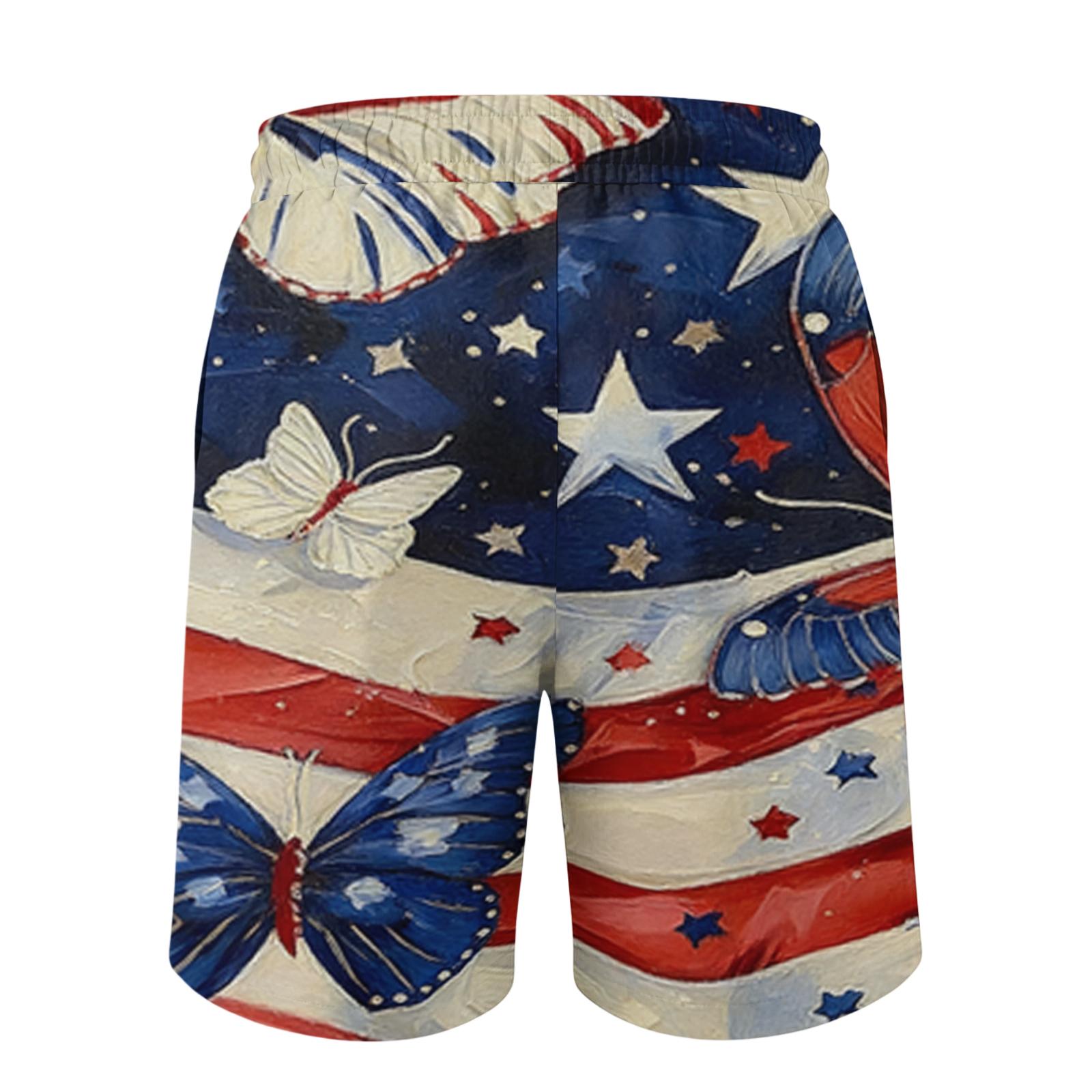 

Men s Independence Day Printed Casual Drawstring Waist Shorts L