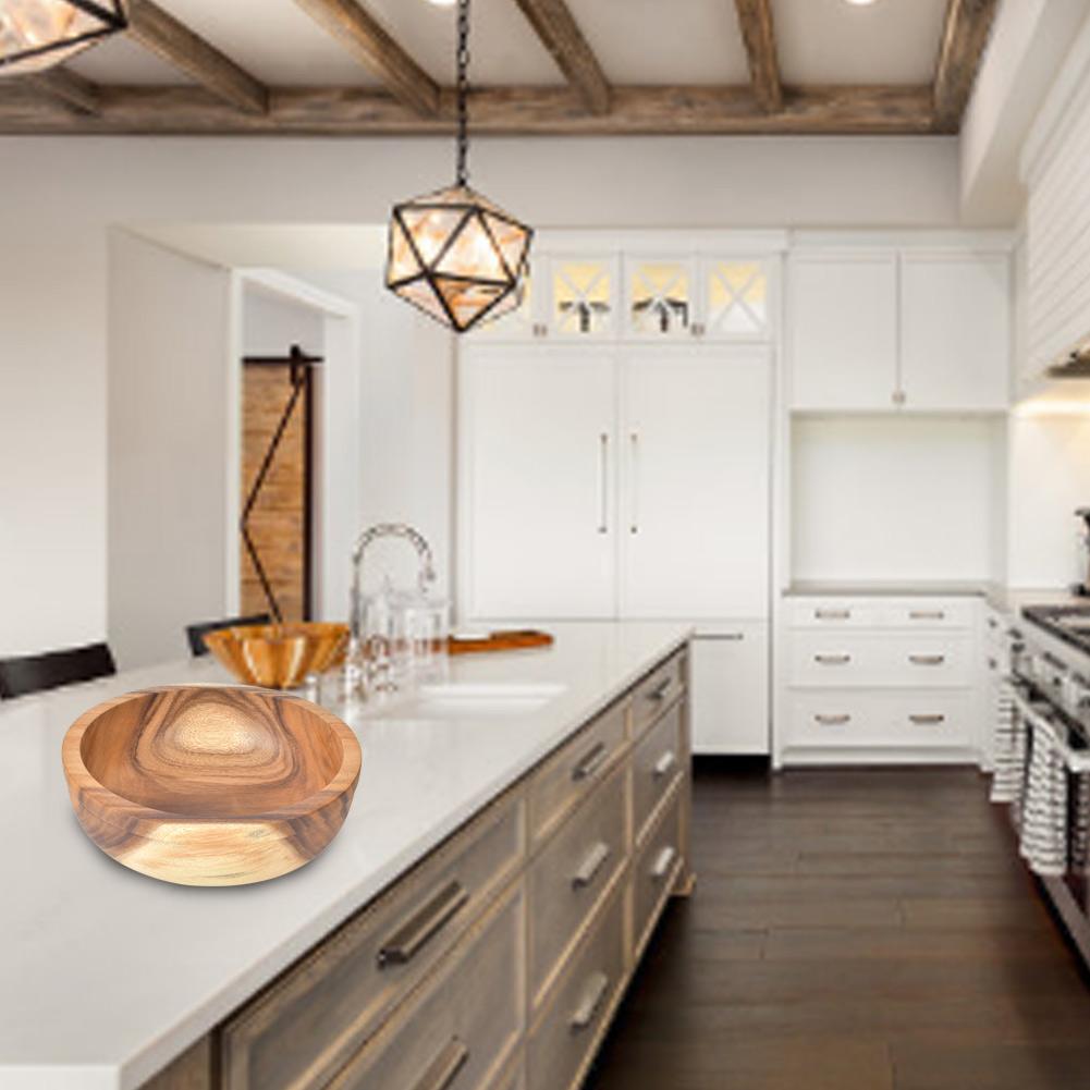 Haushalt Küche Holz Mahlzeit Schüssel Suppe Obst Salat Lebensmittel Container Geschirr Werkzeuge 32,5x10,5 cm