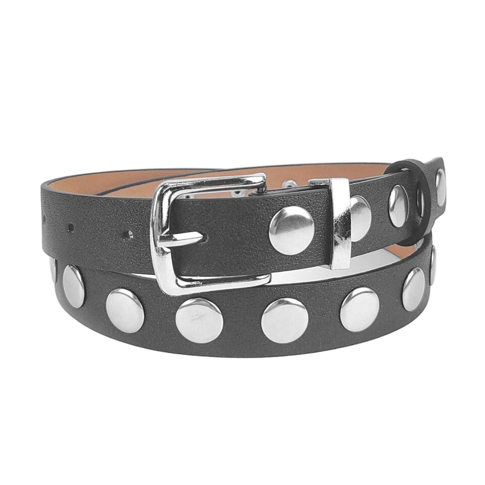 

Harajuku Hot Girls Harajuku Style Waist Straps PU Alloy Rivet Waist Belt Coat Dress Punk Large Rivet Decor Waistband чёрный