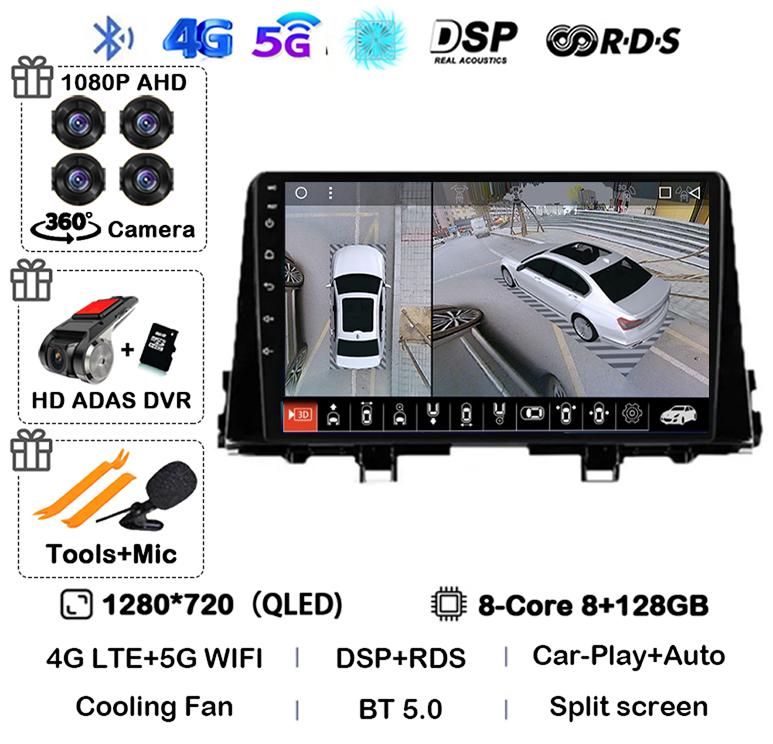 Android 14 Carplay WIFI+4G For KIA PICANTO Morning K 2016 2017 2018 2019 Car Stereo Radio Autoradio Multimedia Player Monitor BT