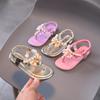 New Summer Girls' Sandals, Fashionable Korean Style Soft Sole Princess Shoes for Older Children, Non-Slip Beaded Kids' Sandals