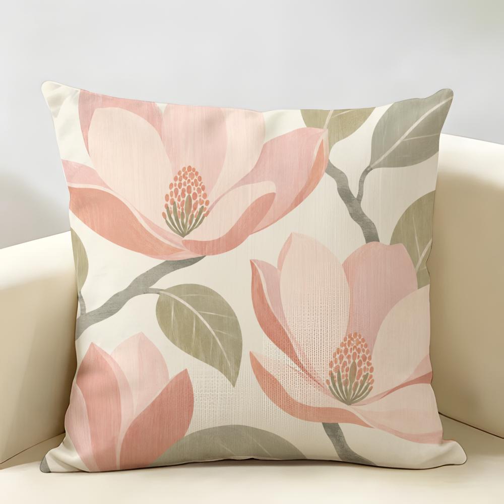 Beautiful Colorful Flower Pattern Cushion Cover Durable Hypoallergenic Organic Linen Short Pillow Cover Washable