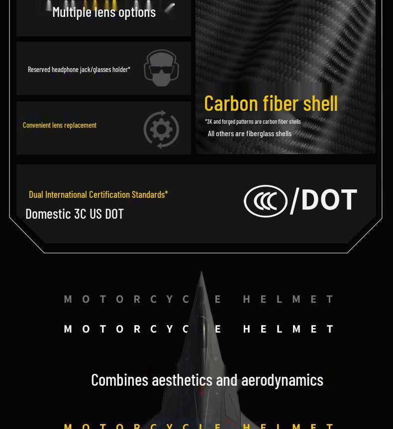 AD Retro Carbon Fiber Fiberglass Motorcycle Helmet for Cruiser, Scooter, and Moped