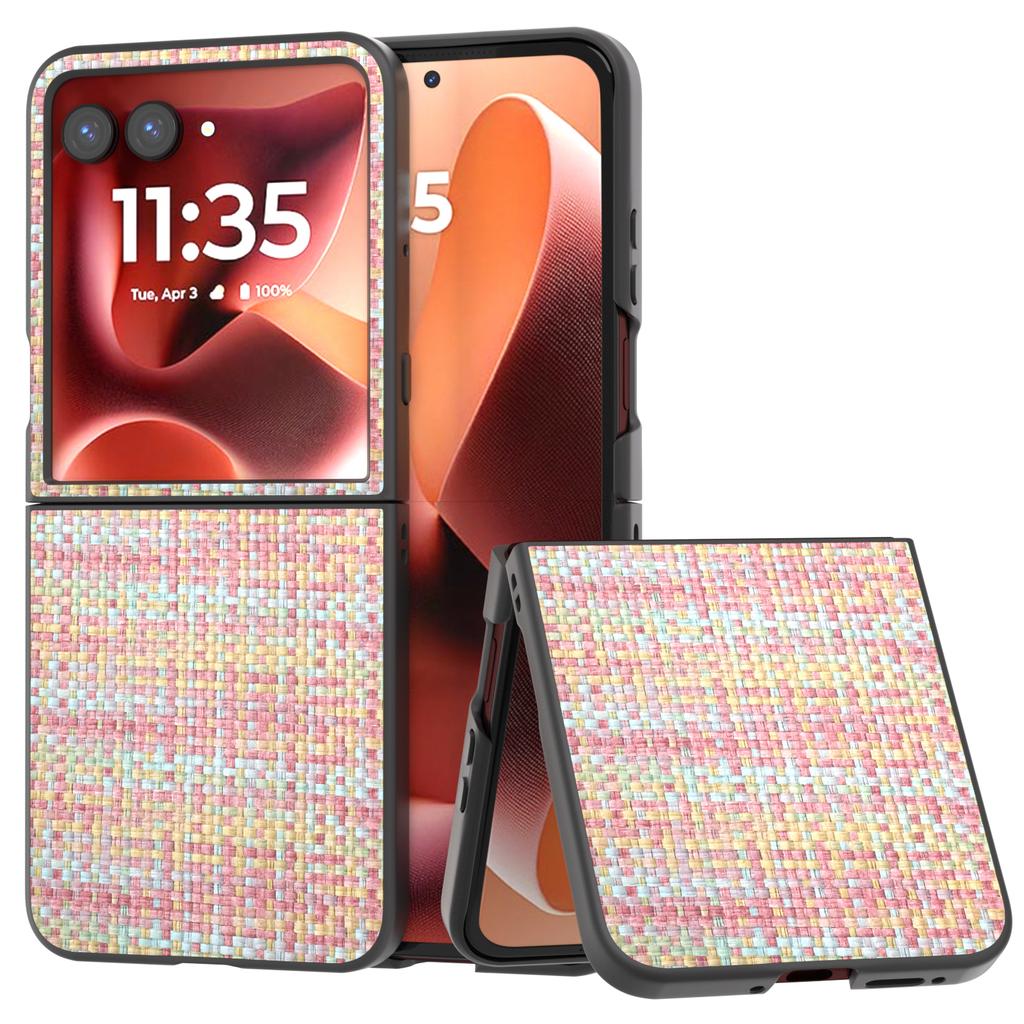 For Motorola Razr 60 Ultra 5G Case Leather+PC Phone Cover Plaid Texture