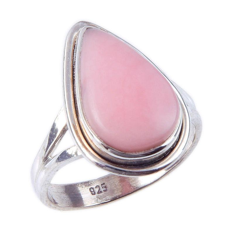 Natural Pink Opal Gemstone Handmade 925 Solid Sterling Silver Ring Size 6 L9d95