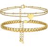 PROSTEEL Alla moda Design Manette/Testo Personalizzato Cavigliera da Donna, Cavigliera in Acciaio Inossidabile 316L, colore Argento/Oro/Nero,Basso
