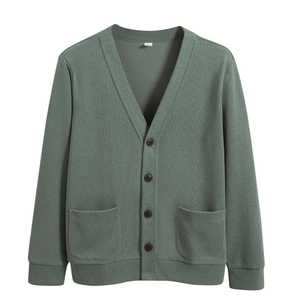 Men's Autumn And Winter Slim-Fit Knitted Cardigan V-Neck Long-Sleeved Sweater Jacket Men's Tops