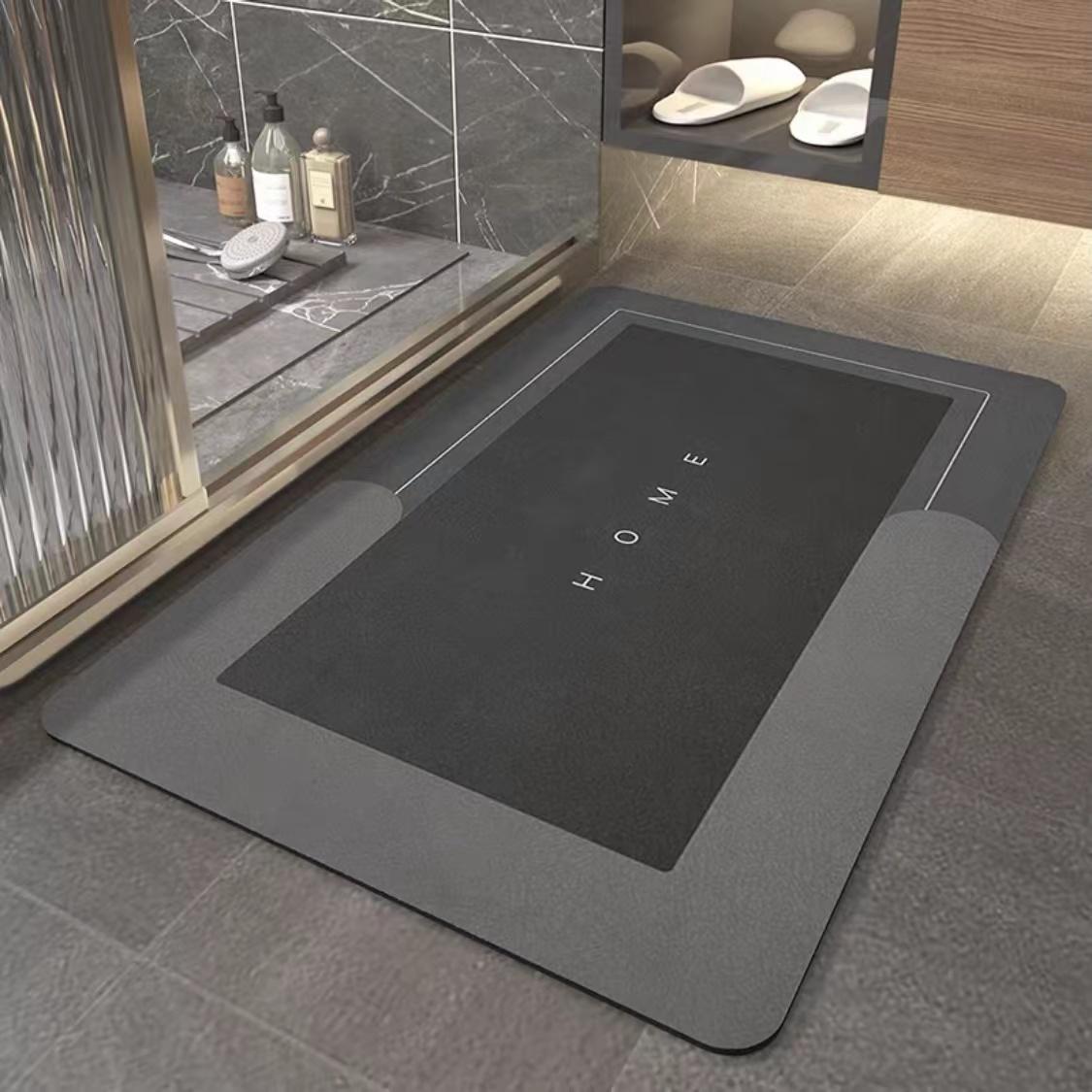 Non slip Water Absorbing Bath Mat Soft Diatomite Foot Mat Bath Tub Shower Mat (Dark Gray,400MMx600MM) темно-серого
