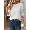 Casual Loose Long Sleeve Solid Women T Shirt For Daily Vacation Outfit