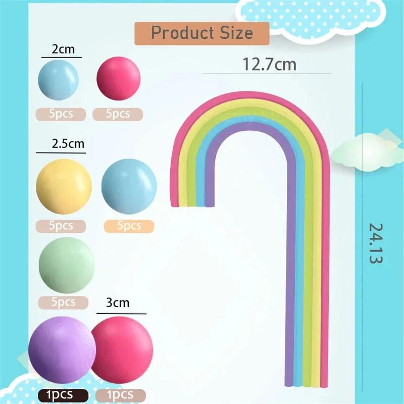 Boho Rainbow Cake Topper Bohemian Soft Pottery Insertion Cupcake Dessert Baby Shower Birthday Wedding Party Decorations Supplies