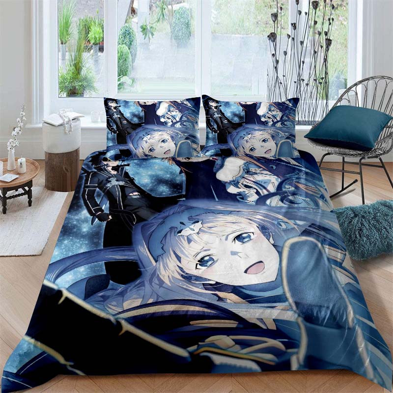 3D Printed Sword Art Online Bedding Set, Three-Piece Set, Includes Printed Duvet Cover and Pillowcases, Adult Size65
